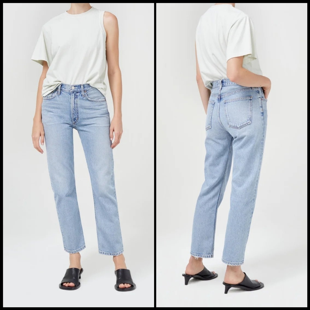 NWT AGOLDE Mia Mid Rise Straight Jeans in Scene